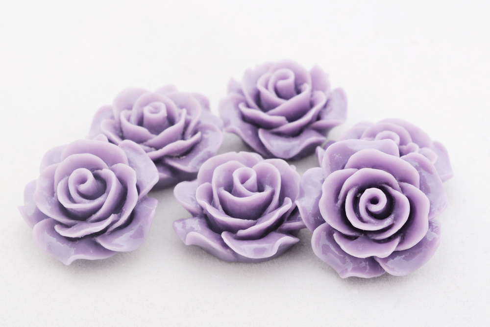 Rose aus Kunstharz Flieder, 20mm