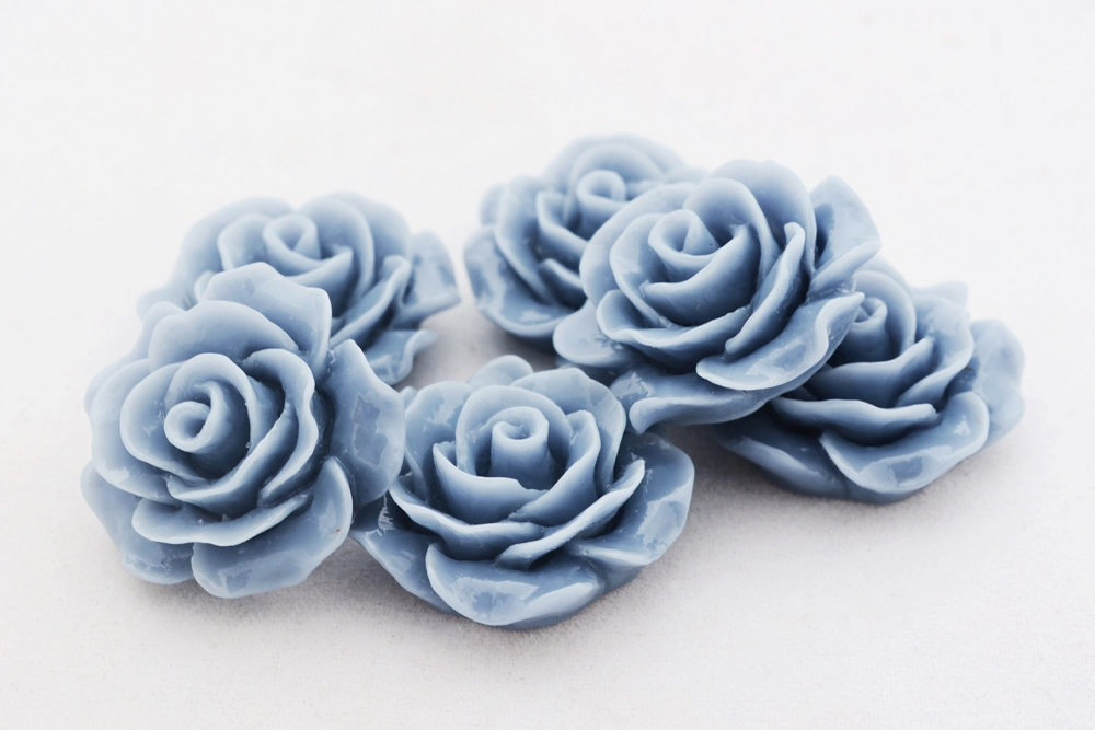 Rose aus Kunstharz Rauchblau, 20mm