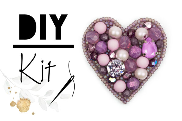 DIY Perlenstickerei violettes Herz
