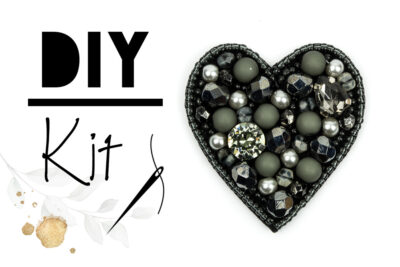DIY Perlenstickerei schwarzes Herz