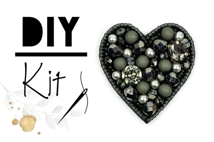 DIY Perlenstickerei schwarzes Herz