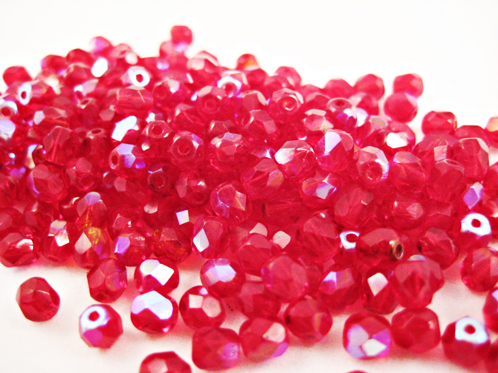 Glasperlen 4mm Rubinrot