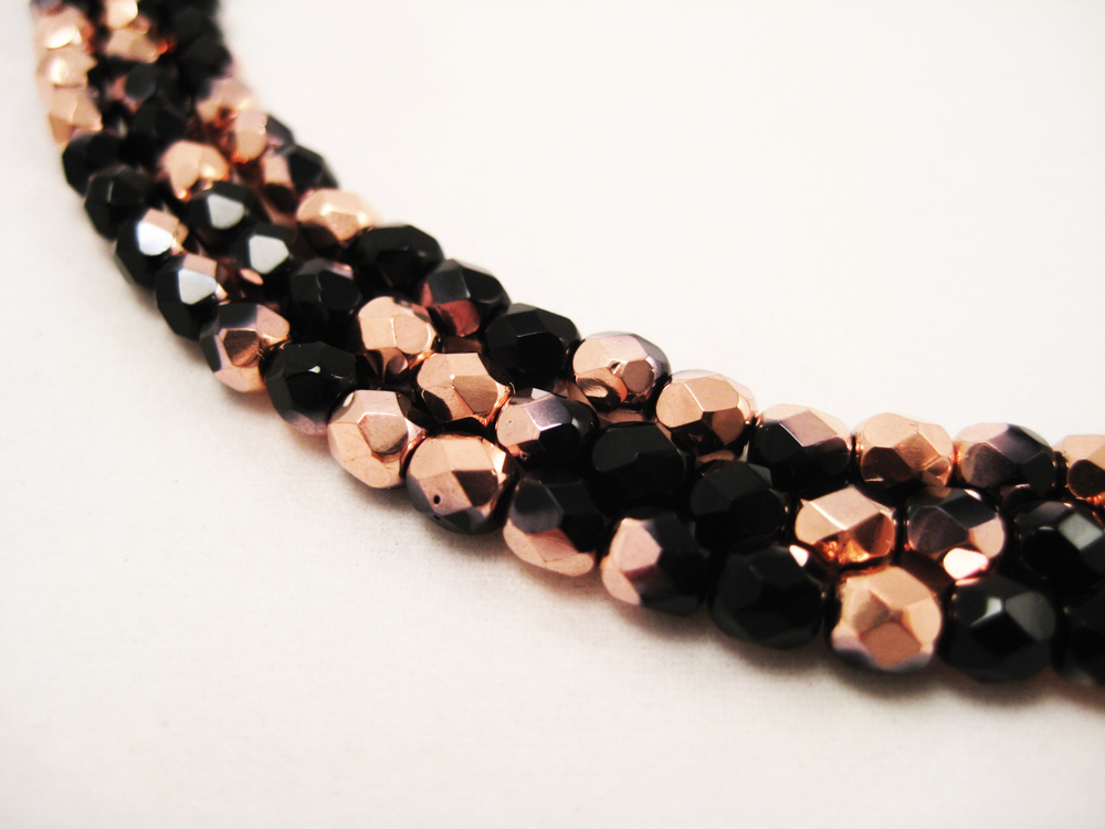 Glasperlen 4mm Schwarz-Kupfer – Bild 2