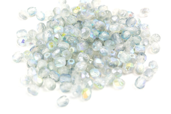 Glasperlen 4mm Etched Crystal Blue Rainbow