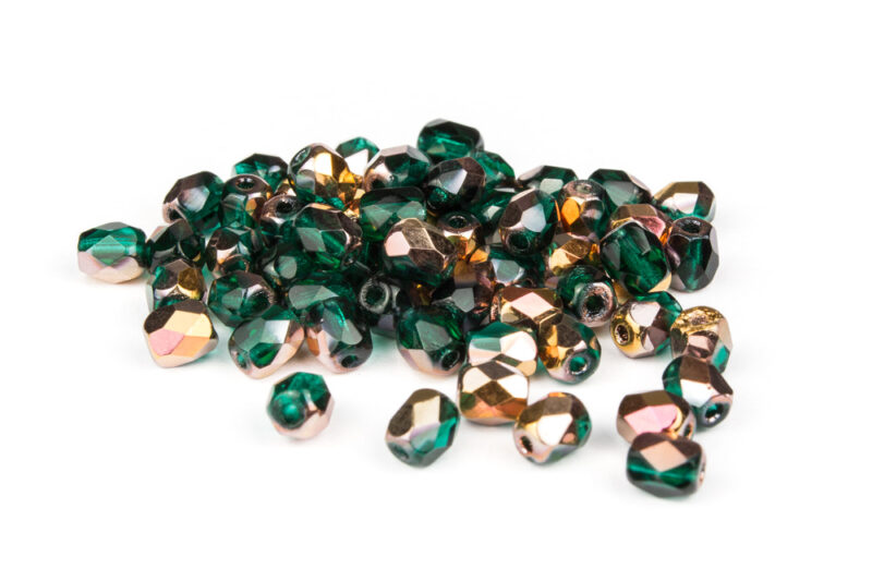 Glasperlen 4mm Emerald Copper