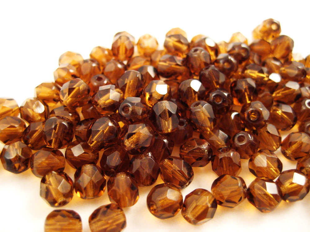 Glasperlen 6mm Braun