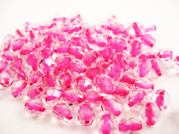 Glasperlen 6mm Transparent-Pink