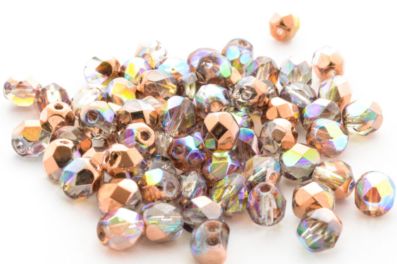 Glasperlen 6mm Bronze-Regenbogen