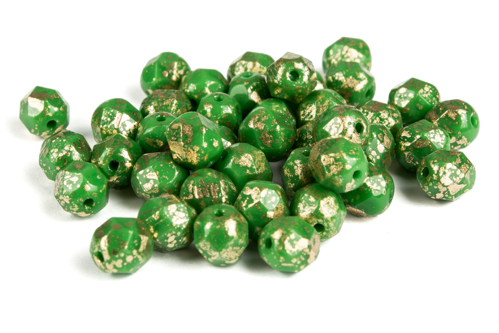 Glasperlen 6mm Green Gold Patina