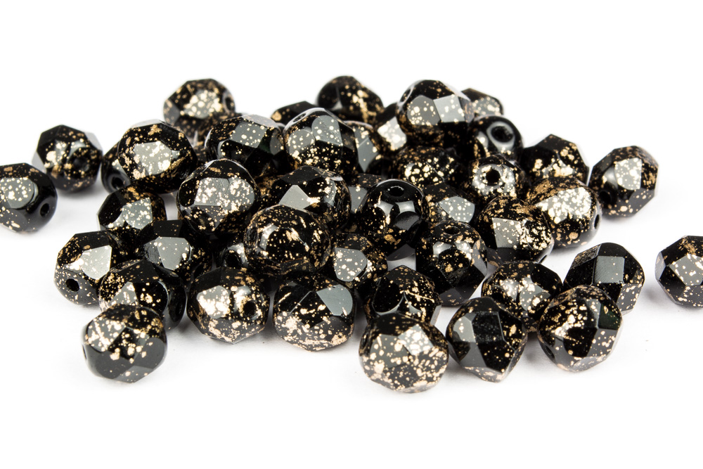 Glasperlen 6mm Black Gold Patina