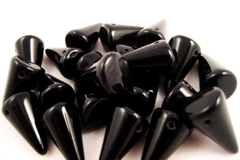 Glasperlen Spikes Schwarz 12x18mm