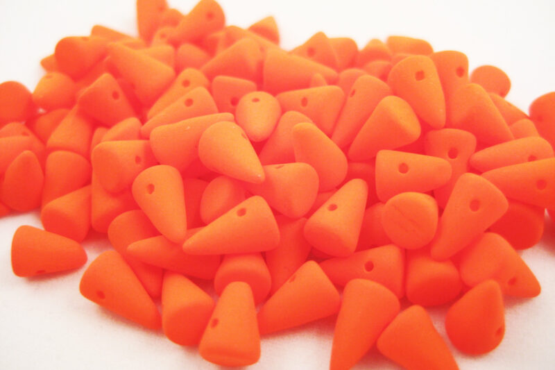 Glasperlen Spikes Neonorange 5x8mm