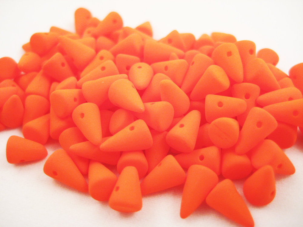Glasperlen Spikes Neonorange 5x8mm