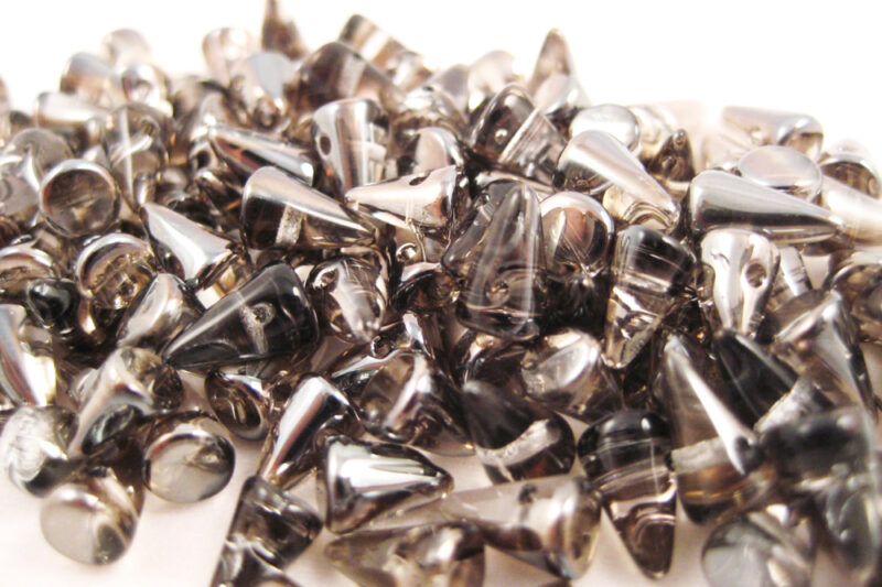 Glasperlen Spikes Dunkelgrau 5x8mm